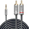 Lindy 35333 - Kabel Audio Jack 3,5 mm naar 2 RCA - 100 cm - Antraciet Grijs