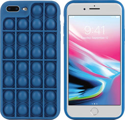 iMoshion Hoesje Geschikt voor iPhone 7 Plus / 8 Plus Hoesje Siliconen - iMoshion Pop It Fidget Toy - Pop It hoesje - Donkerblauw