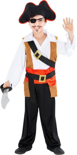 dressforfun - Jongenskostuum kapitein eenogige Ole 104 - Piratenpak met hoed en riem - (3-4 jaar)