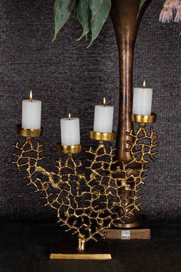 PTMD Baily Meervoudige Kandelaar - 40 x 7,5 x 40 cm - Aluminium - Goud