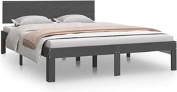 vidaXL - Bedframe - massief - hout - grijs - 135x190 - cm