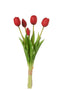 J-Line boeket Tulpen 7 stuks - kunststof - rood - medium
