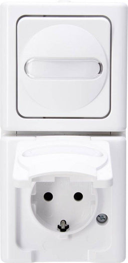 Kopp 130802000 BlueElectric Compleet Schakel-/stopcontact combinatie spatwaterdicht Arctisch-wit 1 stuks