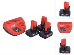 Milwaukee M12 NRG-603 Startset 3x 12 V 6.0 Ah ( 4933459208 ) Li-Ion accu + C12 C lader