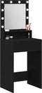 vidaXL - Zwarte - Eiken - Kaptafel - met - LED - Verlichting - - - 50x41x135 - cm