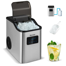 Coast Nugget Ijsblokjesmachine - Crushed Ice Maker - 24 kg/dag - 2,5L Watertank - Zilver - 38,5 x 24 cm