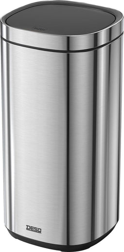 DESQ® Prullenbak 50 liter - Touch afvalbak - Onzichtbare afvalzak bevestigingsring - RVS - Softclose - Dutch Design - Zilver