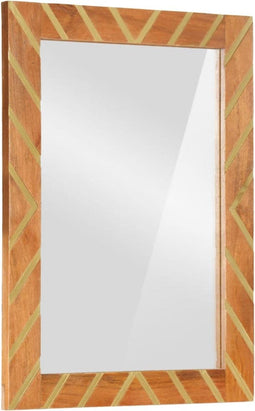 vidaXL - Badkamerspiegel - 50x70x3 - cm - massief - mangohout - en - glas - bruin