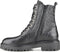PS Poelman Leta - Dames Leren Enkellaarzen met Veters en Rits - Chunky Plateauzool - Zwart Croco