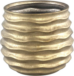 PTMD Lodas Ronde Bloempot - H16,5 x Ø19 cm - Keramiek - Goud