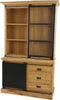 Vitrinekast - 125x48x210 - Naturel/zwart - Mangohout/ijzer