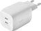 Belkin BoostCharge Pro 65W - 2-poorts USB-C-wandlader - Snelladen met GaN en PPS - Wit