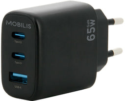 Mobilis 001364 - Wandoplader 65W - 1x USB type-A 2x USB type-C Power Delivery 3.0 Quick Charge 3.0