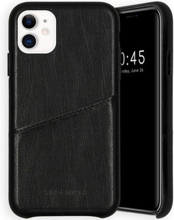 Selencia Hoesje Geschikt voor iPhone 11 Hoesje Met Pasjeshouder - Selencia Vayu Vegan Lederen Backcover - Zwart