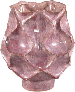 PTMD Cu Pink Ceramic Pot Irregular Dented On Foot L