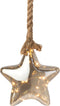 Kerstster met jute touw en 15 LED lampjes - 20cm - Rook grijs