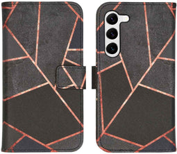 iMoshion Hoesje Geschikt voor Samsung Galaxy S23 Hoesje Met Pasjeshouder - iMoshion Design Softcase Bookcase - Zwart / Black Graphic