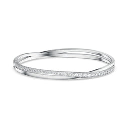 Twist armband - Rodium toplaag - Sprankelende witte kristallen - Wit