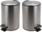 2x stuks pedaalemmers 3 liter van 17.5 x 23.5 cm mat RVS