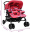 vidaXL - Tweelingkinderwagen - staal - rood