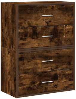 vidaXL - Kasten - met - 2 - lades - 2 - st - 60x31x40 - cm - bewerkt - hout - gerookt - eiken