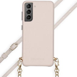 Selencia Hoesje Geschikt voor Samsung Galaxy S21 Hoesje Met Koord - Selencia Aina Slang Hoesje met koord - Wit