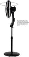 AirKing AKSF-40BK - Statiefventilator - Extra stille 5 snelheidsstanden met afstandsbediening en timerfunctie - Zwart