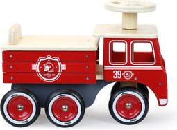 Vilac loopwagen brandweer - Houten loopwagen - Zitplaats en opslagruimte - Rood
