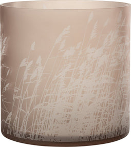 J-Line windlicht Gras - glas - beige - extra large