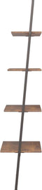 vidaXL - Ladderrek - met - 4 - schappen - 64x34x150,5 - cm - donkerbruin - en - zwart