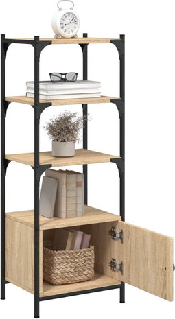 vidaXL - Boekenkast - 3-laags - 41x30x109,5 - cm - bewerkt - hout - sonoma - eiken
