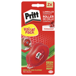 Pritt Lijm Roller Compact | Pritt Roller 4.2 x 10 mm | Voordeel Lijmroller Blister 1+1 Gratis | Kantoor & School Lijmroller.