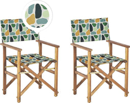 CINE - Tuinstoel set van 2 - Groen/Wit/Abstract - Polyester