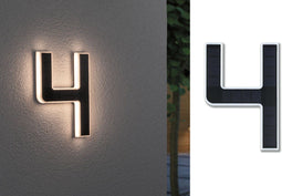 Paulmann Outdoor Solar huisnummer 4 - 3000K IP44 accu verwisselbaar