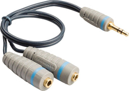 Bandridge 3,5mm hoofdtelefoonsplitter - Verdeelt koptelefoonaansluiting - Grijs Zwart
