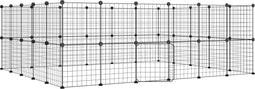 vidaXL - Huisdierenkooi - met - deur - 44 - panelen - 35x35 - cm - staal - zwart