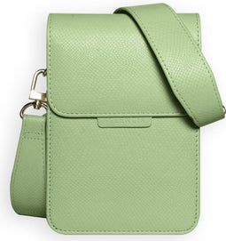 Telefoontasje Dames Crossbody - Selencia Avani Slang Telefoontasje Crossbody - Universeel Schoudertasje telefoon - Groen