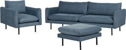VINTERBRO - Bankenset met ottomaan - Blauw - Polyester