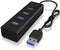 Icy Box IB-HUB1409-U3 - USB 3.0-hub - 4x USB 3.0 type-A tot 5 Gbit/s - Zwart