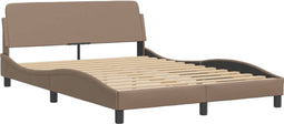 vidaXL - Bedframe - met - hoofdbord - kunstleer - cappuccinokleurig - 120x200 - cm