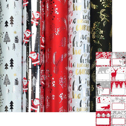 CHAMONIX - Metallic kerstpapier cadeaupapier - 150 x 70 cm - 5 rollen (5 stuks)