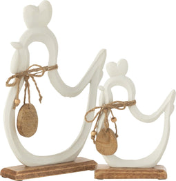 J-Line figuur Kip + Ei - aluminium - wit - large