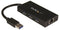 Startech.com ST3300GU3B - 3-poorts USB 3.0-hub met Gigabit Ethernet - aluminium met geïntegreerde kabel