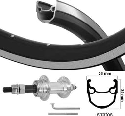 Kgs Achterwiel 28 inch (622) stratos zwart/zilver freewheel vast
