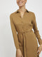 VILA VIDANIA BELT L/S SHIRT DRESS/SU - Dames Jurk met Ceintuur - Oranje - Maat 34