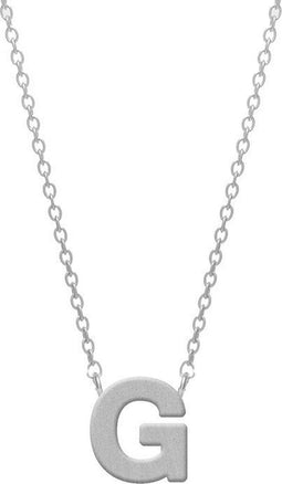CO88 Collection Alphabet 8CN 11006 Stalen Collier met Hanger - Letter G 9 mm - Lengte 42+5 cm - Zilverkleurig