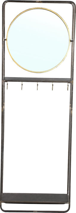 PTMD Evita Kapstok Met Spiegel - 55 x 20 x 163,5 cm - Metaal - Zwart