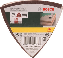 Bosch 2 607 019 490 - Schuurbladenset Delta - Korrel 120 - 120x96mm (25 stuks)