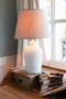 J-Line lamp Esmee - cement/textiel - wit/beige