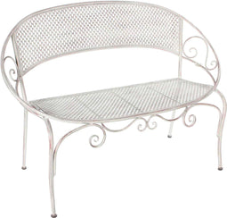 Mica Decorations Bankje Provence - 124x61.5x87.5 cm - Ijzer - Wit